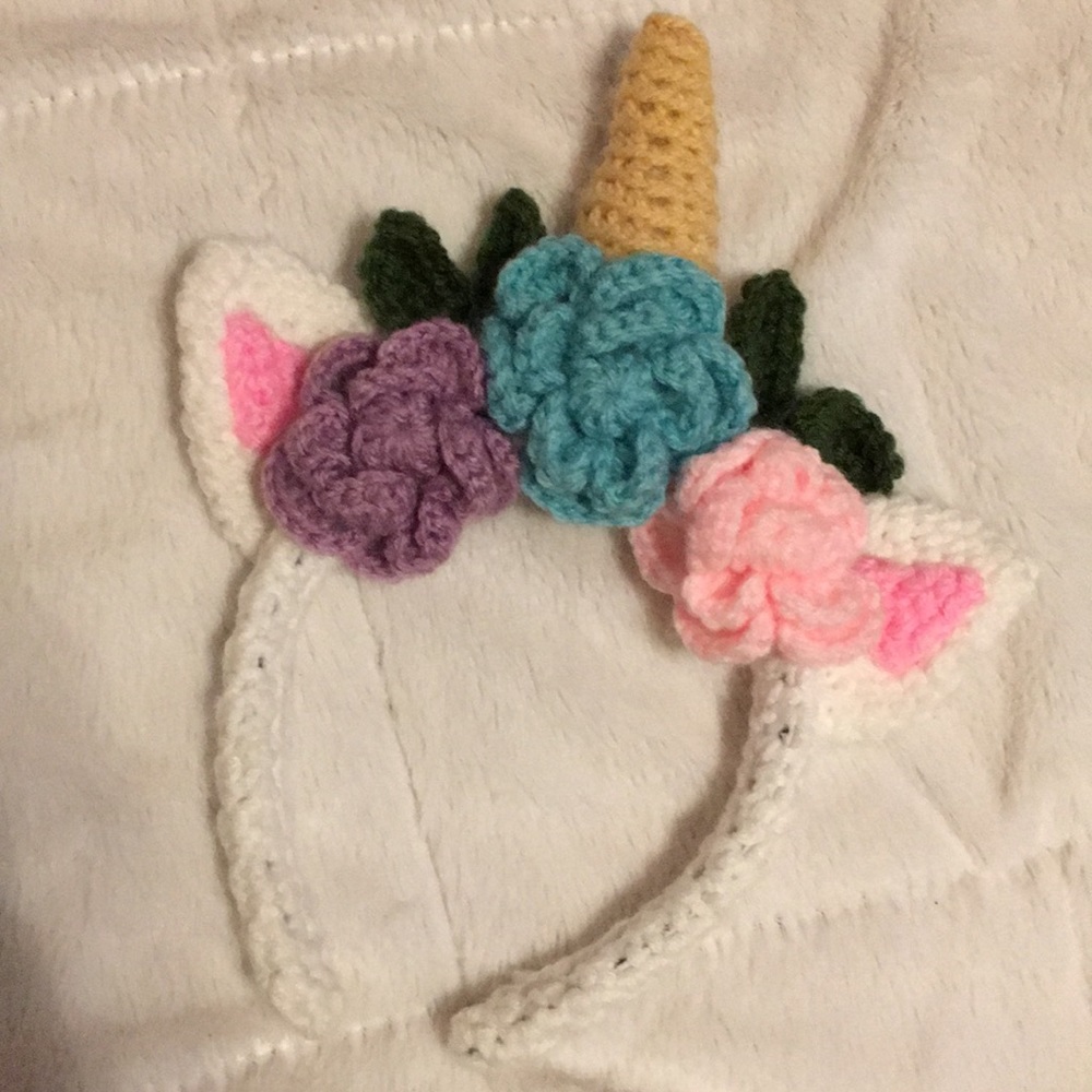 Handmade crochet unicorn flower headband
